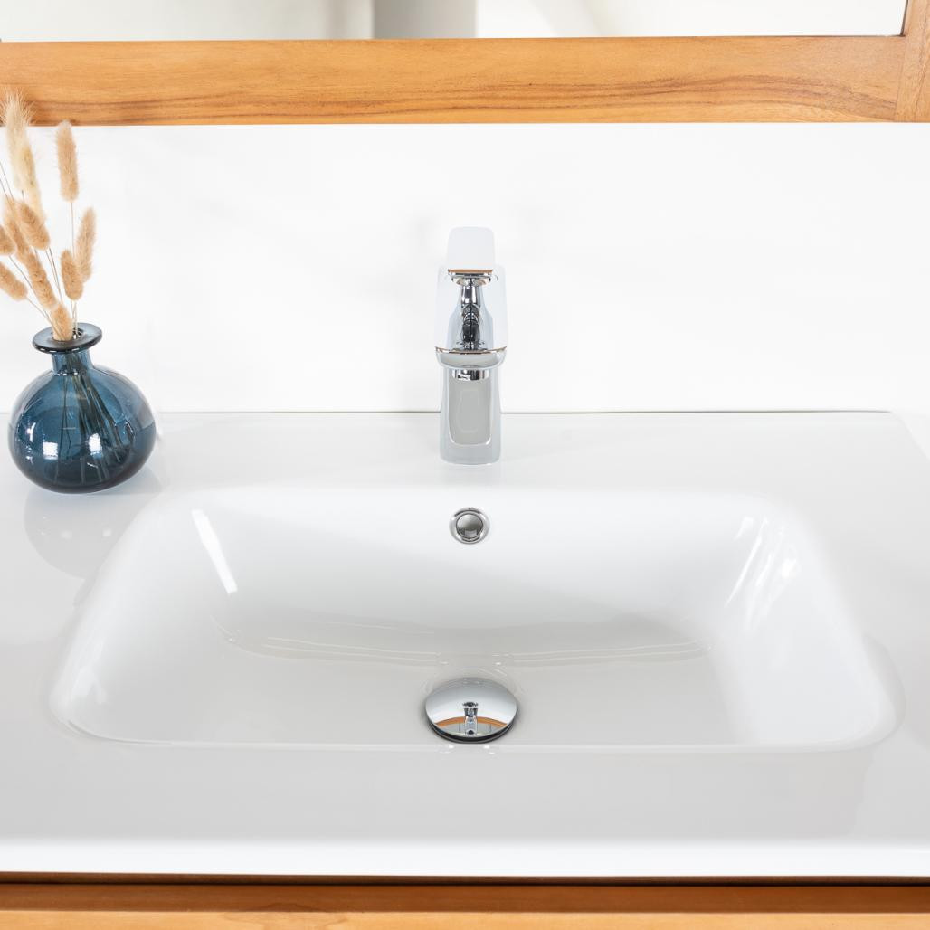 Meuble salle de bain en teck massif et céramique Toni 140 cm Meuble salle de bain en teck massif et céramique Toni 140 cm