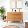 Mueble baño de teca y cerámica Sira 120 cm