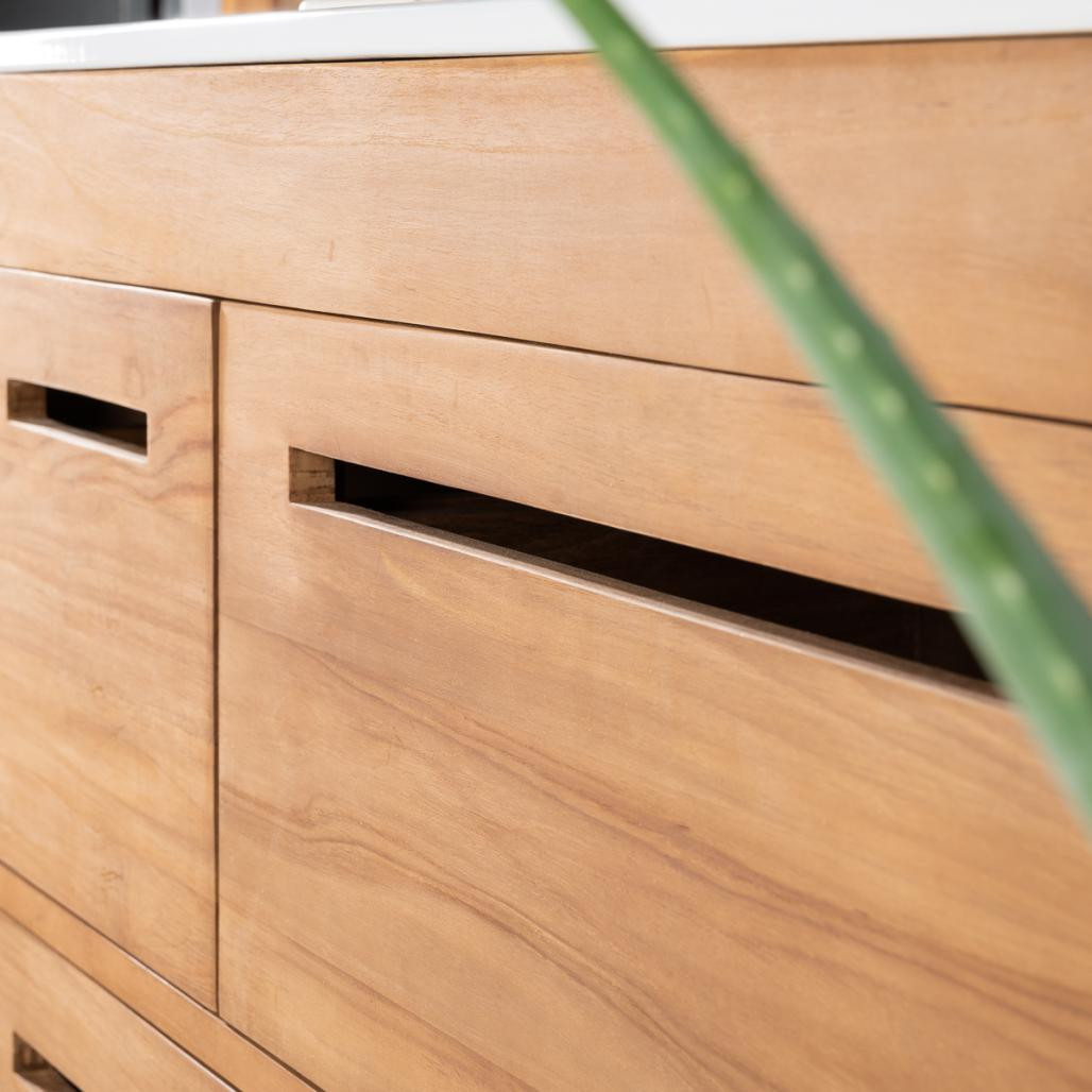 Meuble salle de bain en teck et céramique Sira solo 120 cm