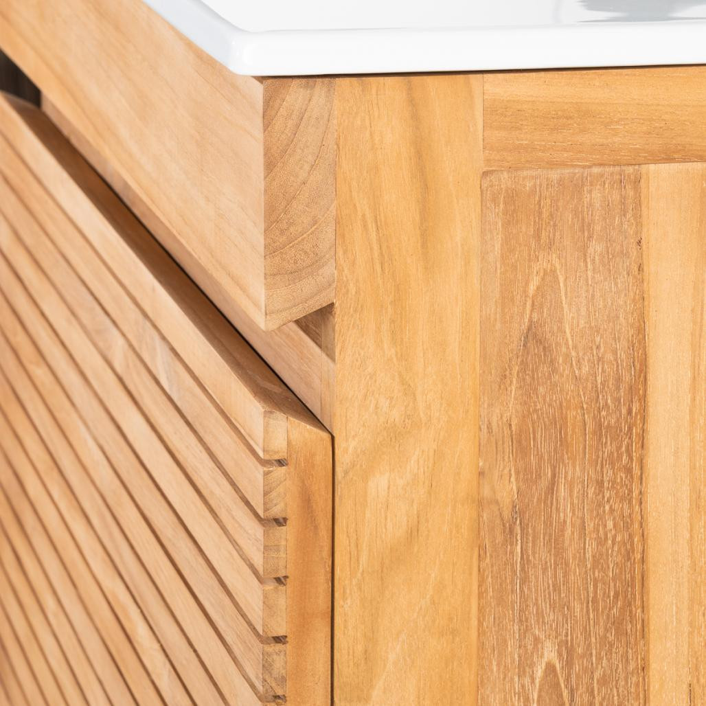 Meuble salle de bain en teck et céramique Aktual 60 cm