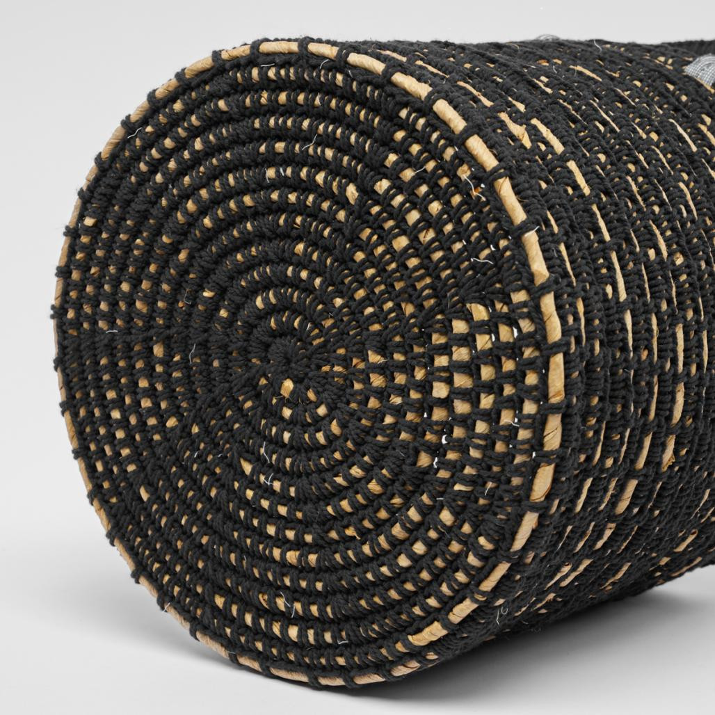 Cesta de mimbre negra y beige L Anaya