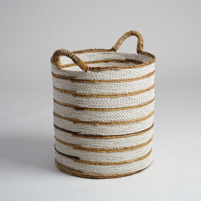 Cesta de mimbre grande de fibra vegetal crudo y marrón XL Sethi