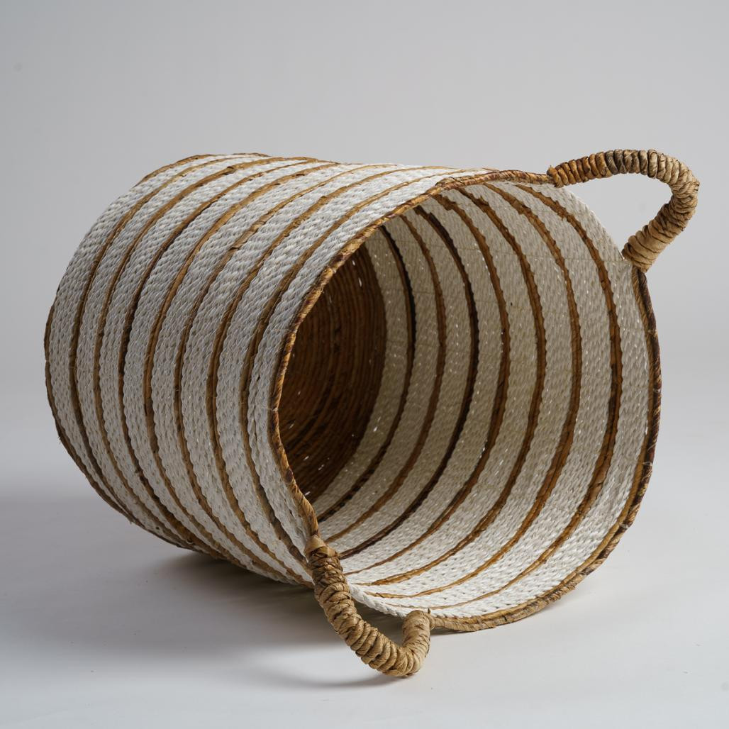 Cesta de mimbre grande de fibra vegetal crudo y marrón XL Sethi