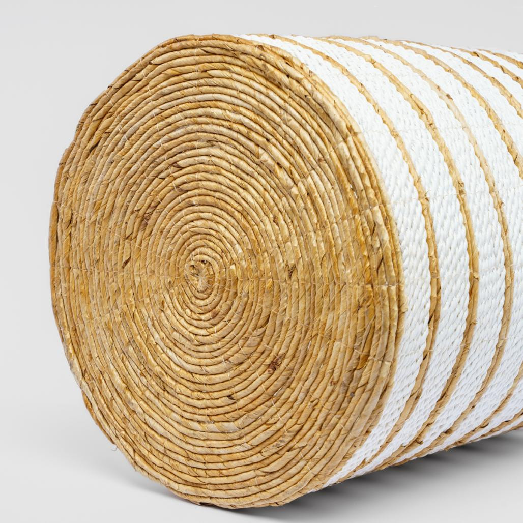 Cesta de mimbre grande de fibra vegetal crudo y marrón XL Sethi