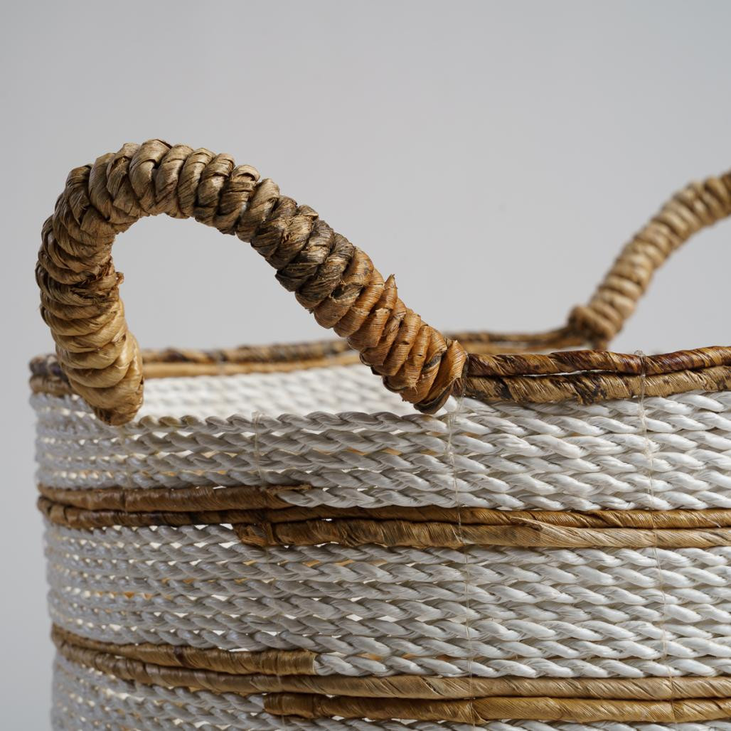 Cesta de mimbre grande de fibra vegetal crudo y marrón XL Sethi