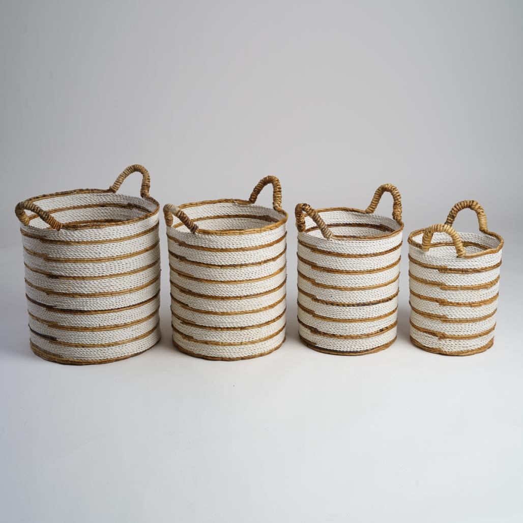 Cesta de mimbre grande de fibra vegetal crudo y marrón XL Sethi
