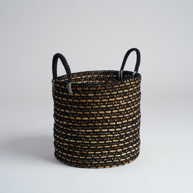Cesta de fibra vegetal negra y beige XL Anaya