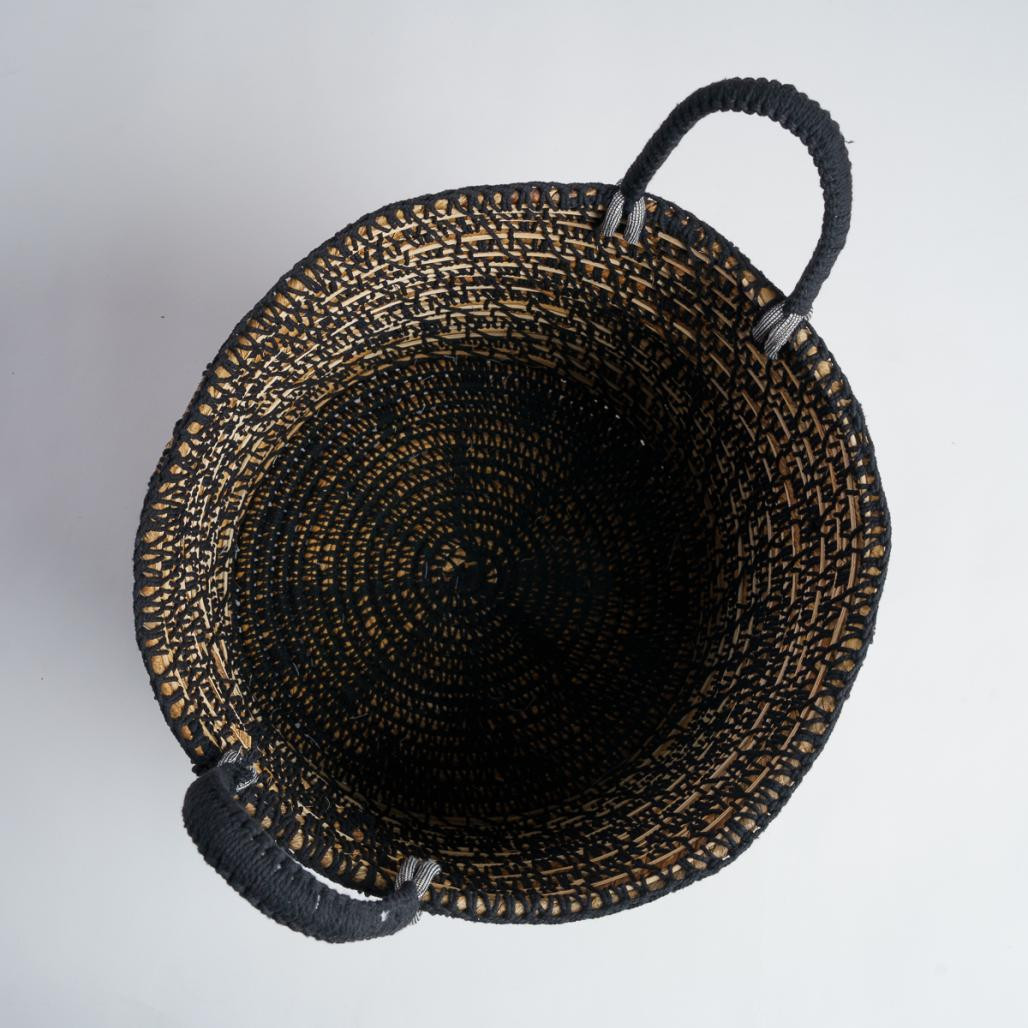 Cesta de fibra vegetal negra y beige XL Anaya