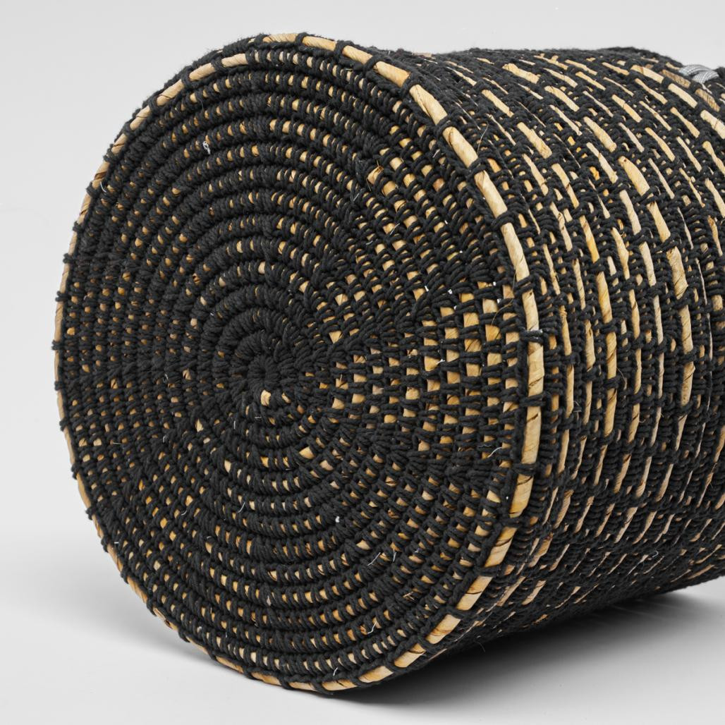 Cesta de fibra vegetal negra y beige XL Anaya