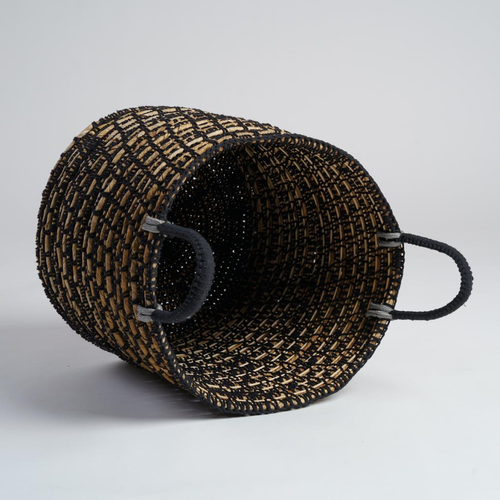 Cesta de fibra vegetal negra y beige XL Anaya