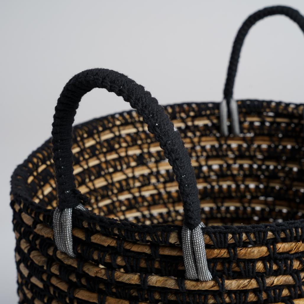 Cesta de fibra vegetal negra y beige XL Anaya