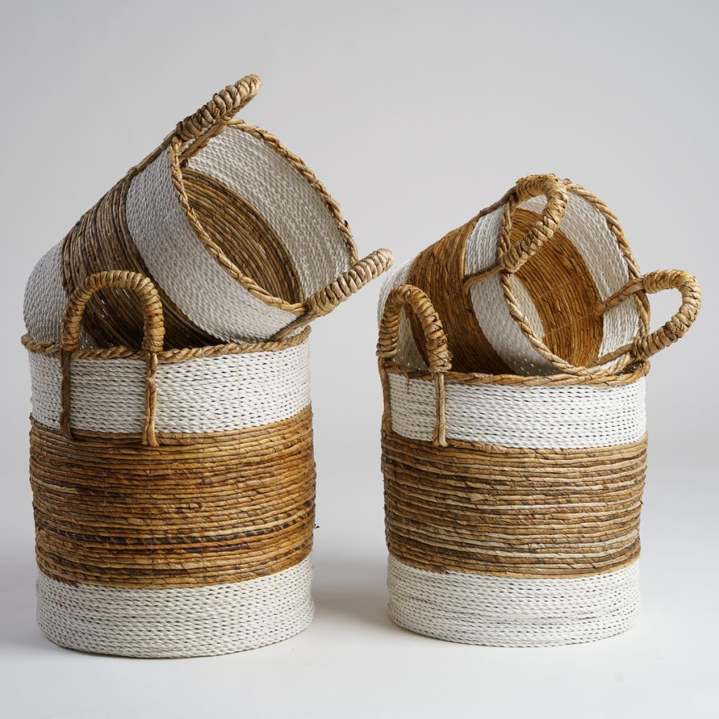 Gran cesta de mimbre blanco XL Unix