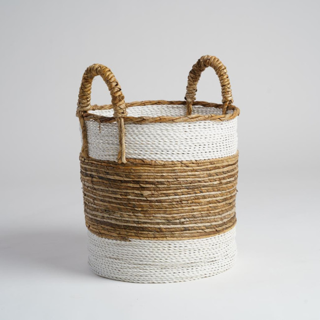 Cesta de mimbre blanco L Unix