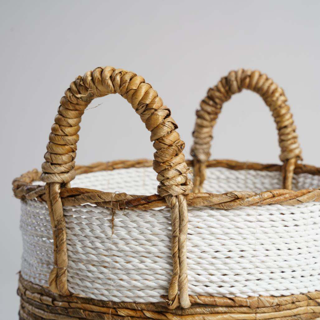 Cesta de mimbre blanco L Unix