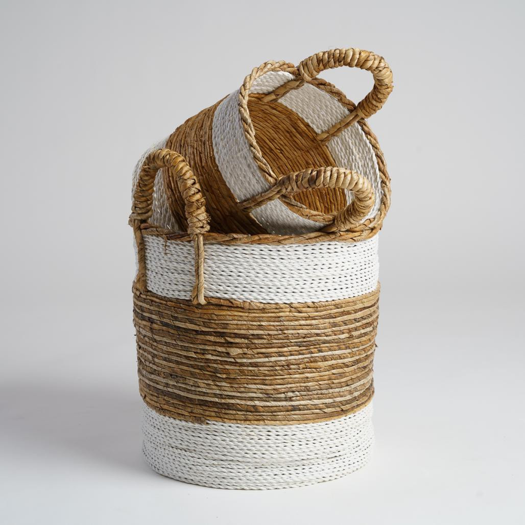 Cesta de mimbre blanco L Unix