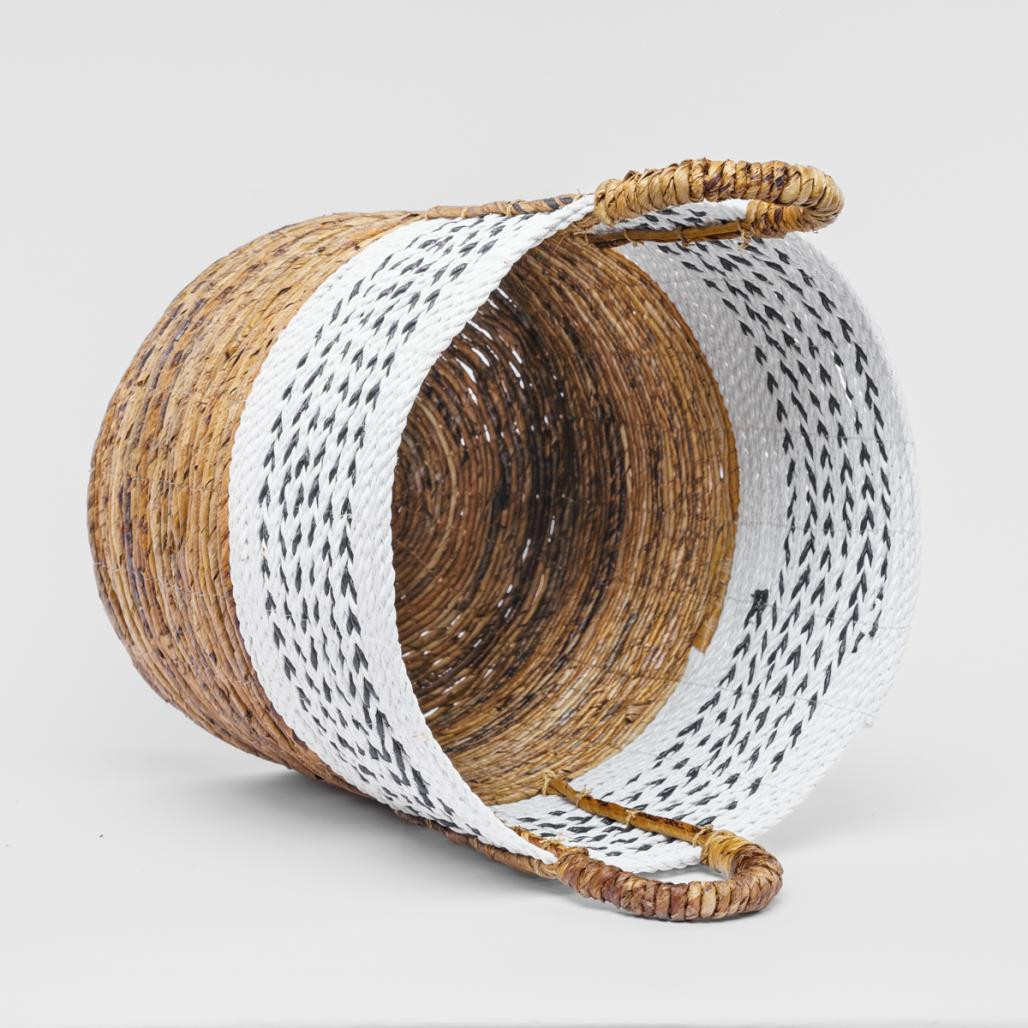 Cesta con asas de fibra vegetal blanco S Sookie