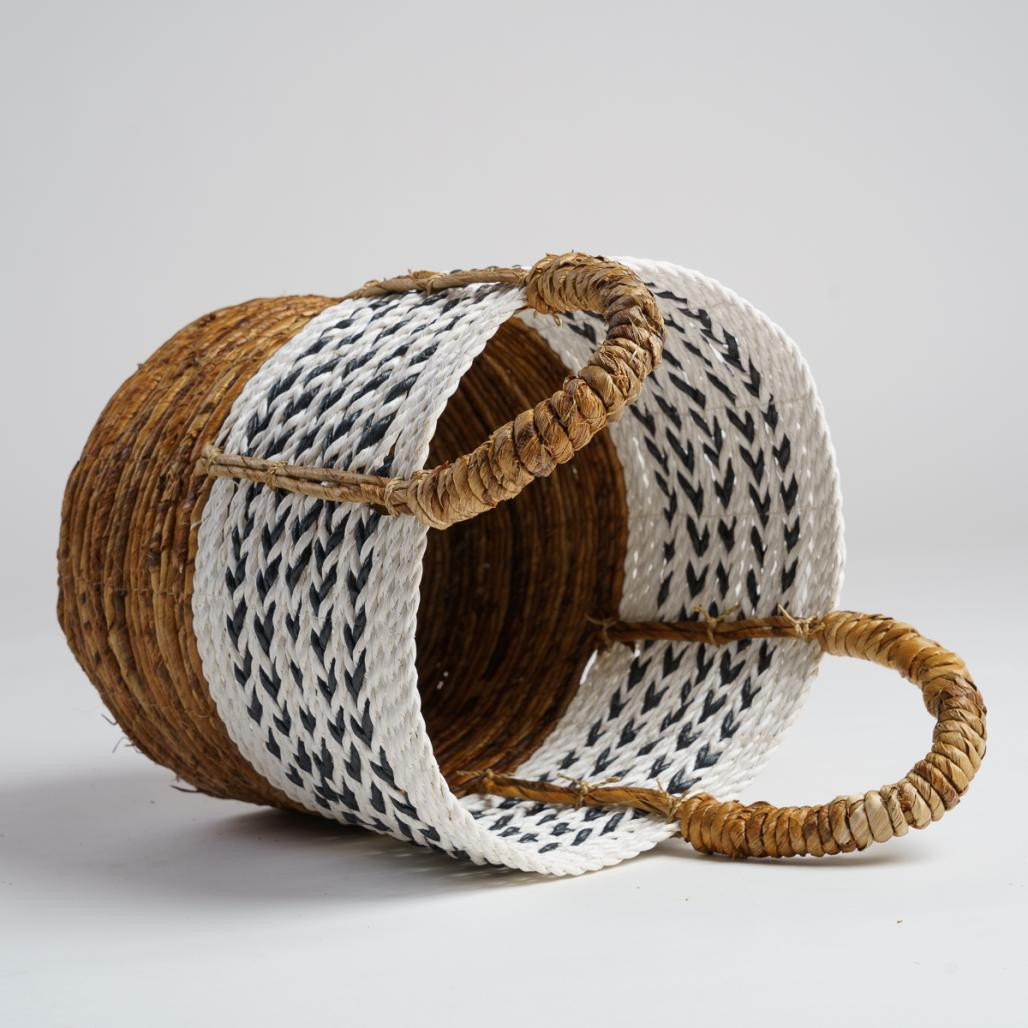 Cesta con asas de fibra vegetal blanco S Sookie