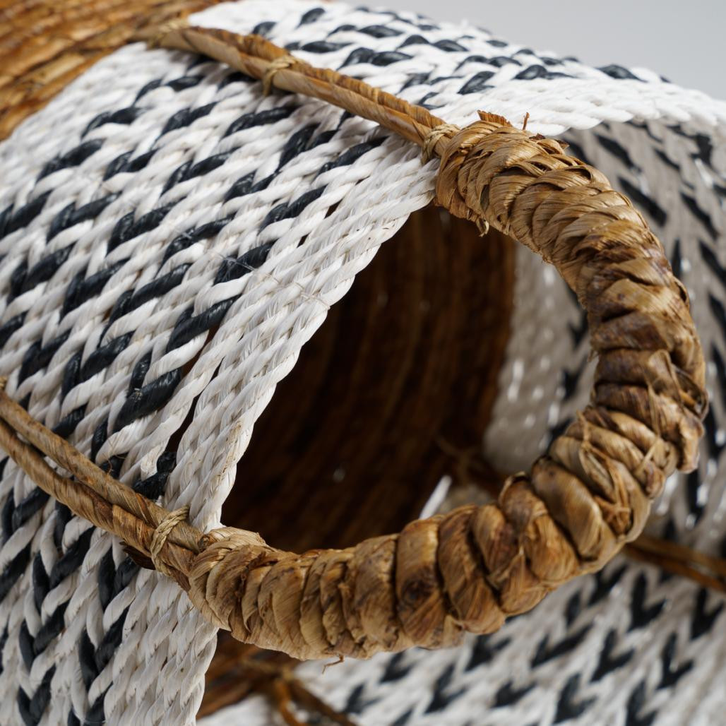 Cesta con asas de fibra vegetal blanco S Sookie