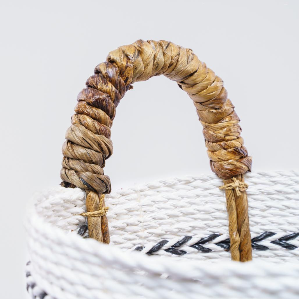 Cesta con asas de fibra vegetal blanco S Sookie