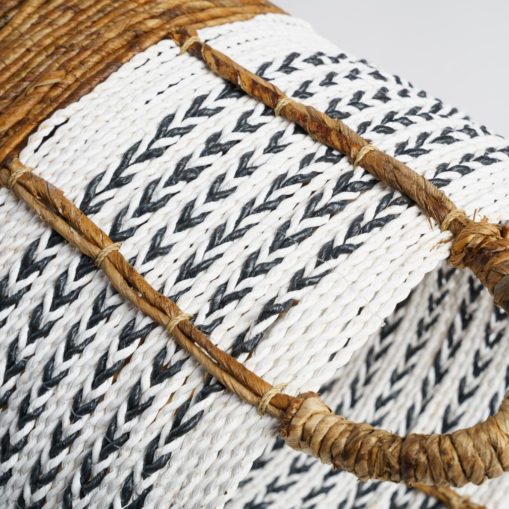 Cesta con asas de fibra vegetal blanco S Sookie