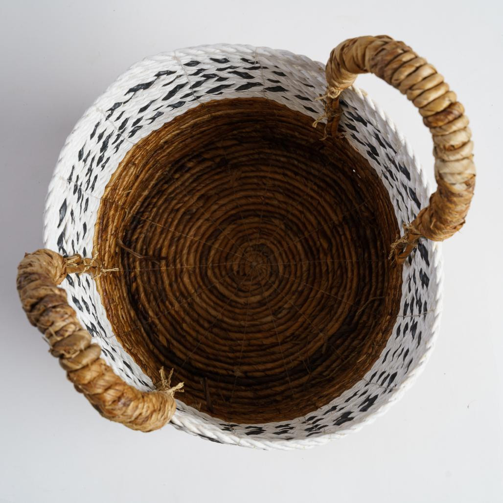 Cesta con asas de fibra vegetal blanco S Sookie