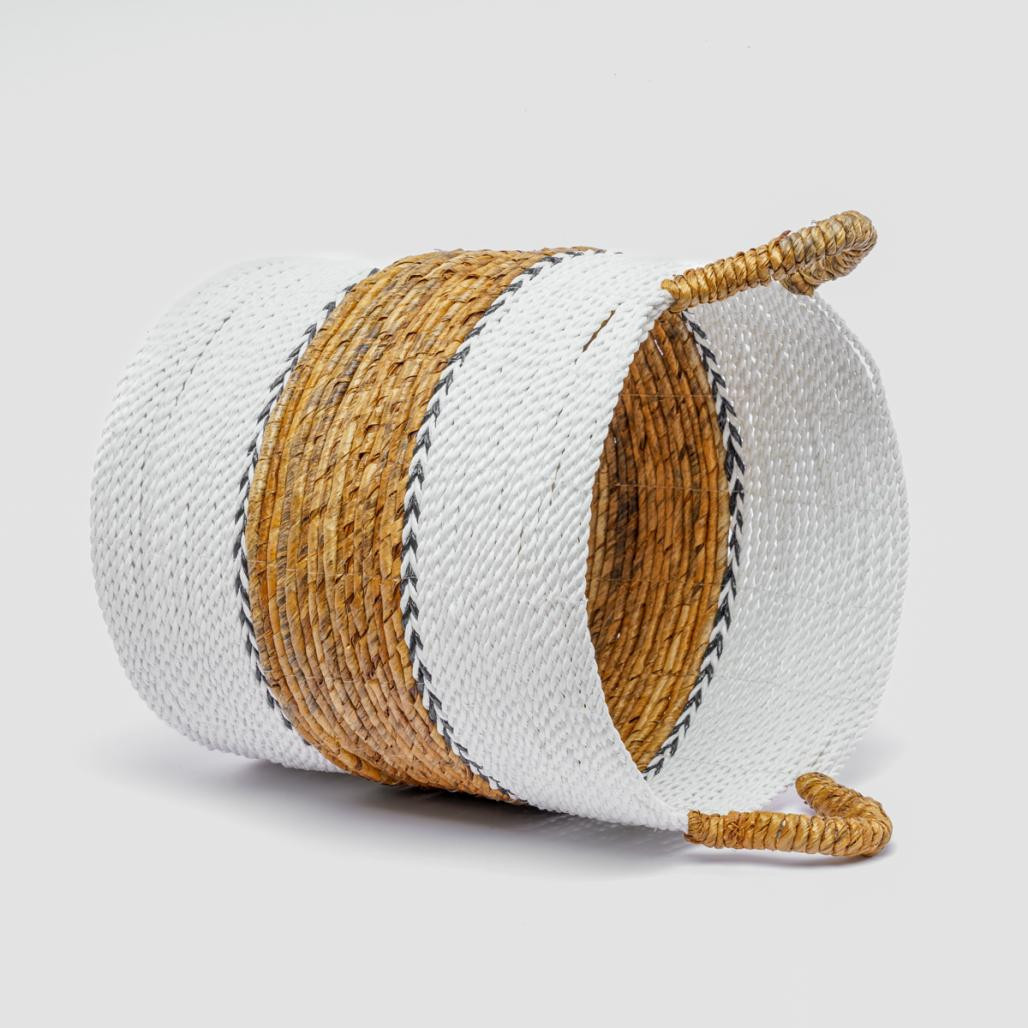 Gran cesta de mimbre crudo y marrón XL Izia