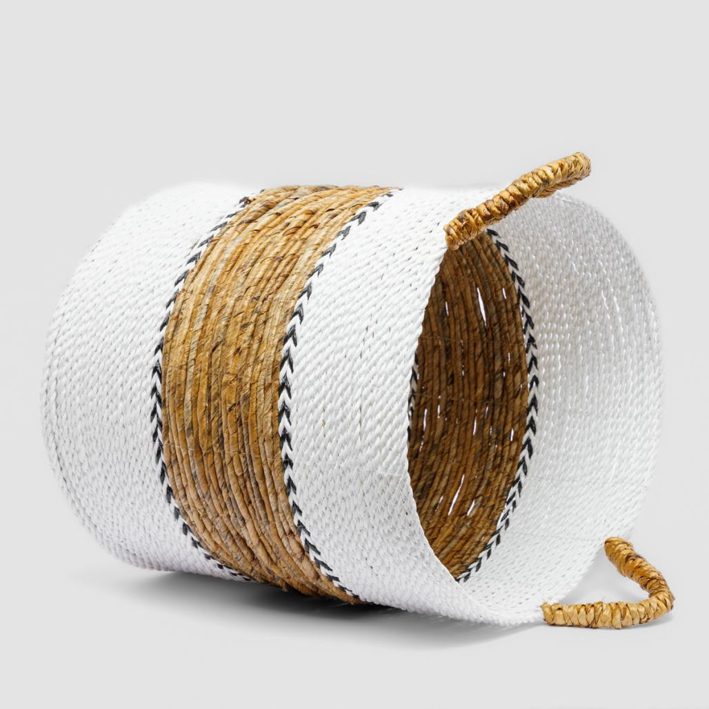 Cesta de mimbre crudo y marrón L Izia