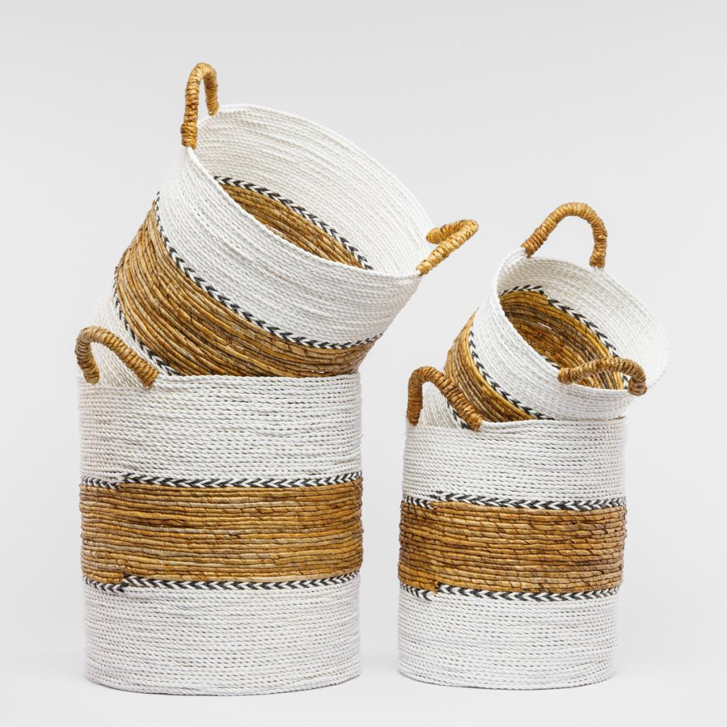 Cesta de mimbre crudo y marrón L Izia