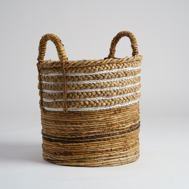 Cesta de fibra vegetal beige L Yvo