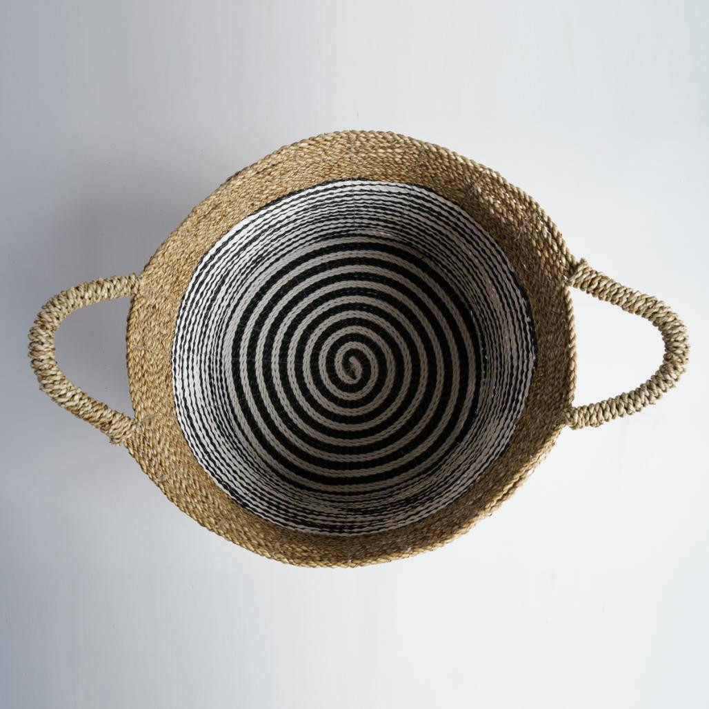 Cesta en junco de mar blanco y negro M Pika