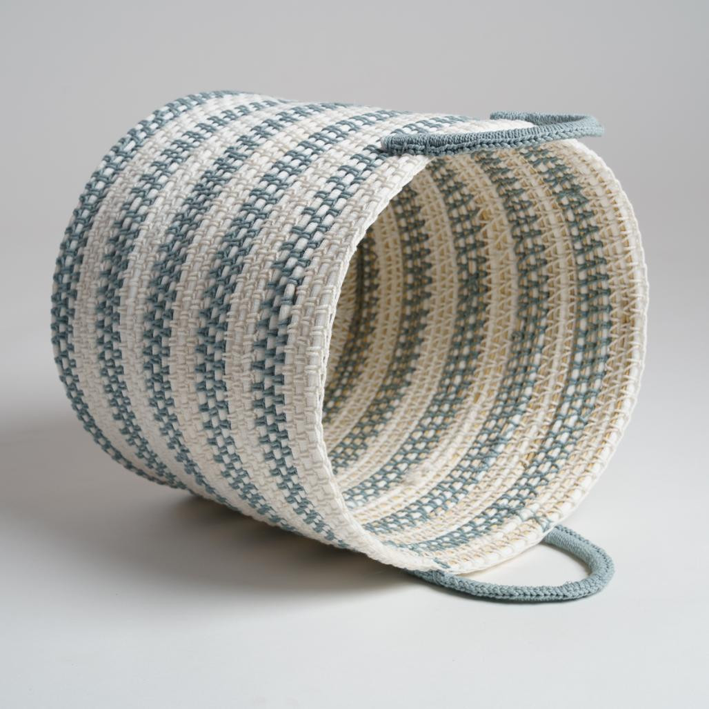 Cesta en cuerda gris y crudo L Guapa