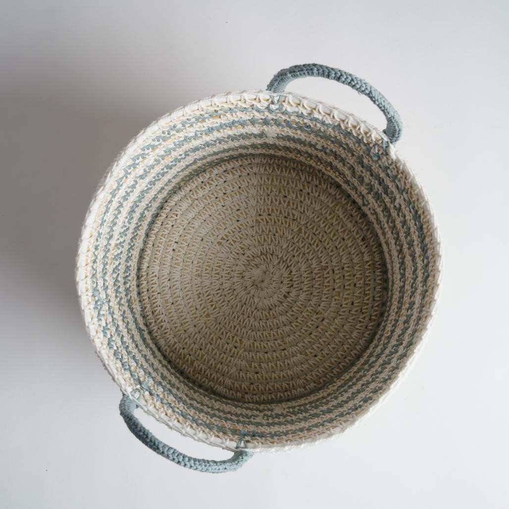 Cesta en cuerda gris y crudo L Guapa