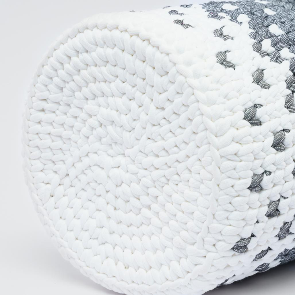 Cesta de cuerda gris y blanco S Elly