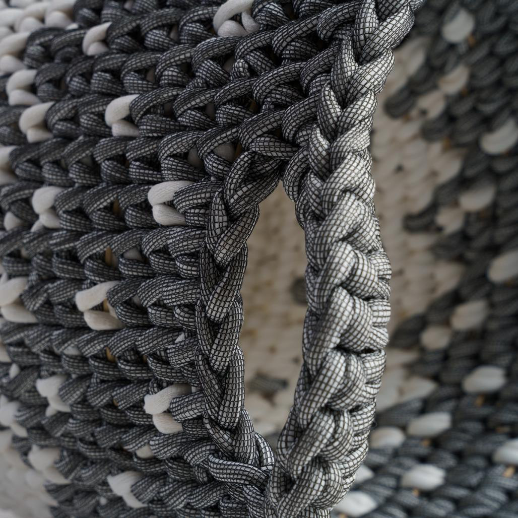 Cesta de cuerda gris y blanco S Elly