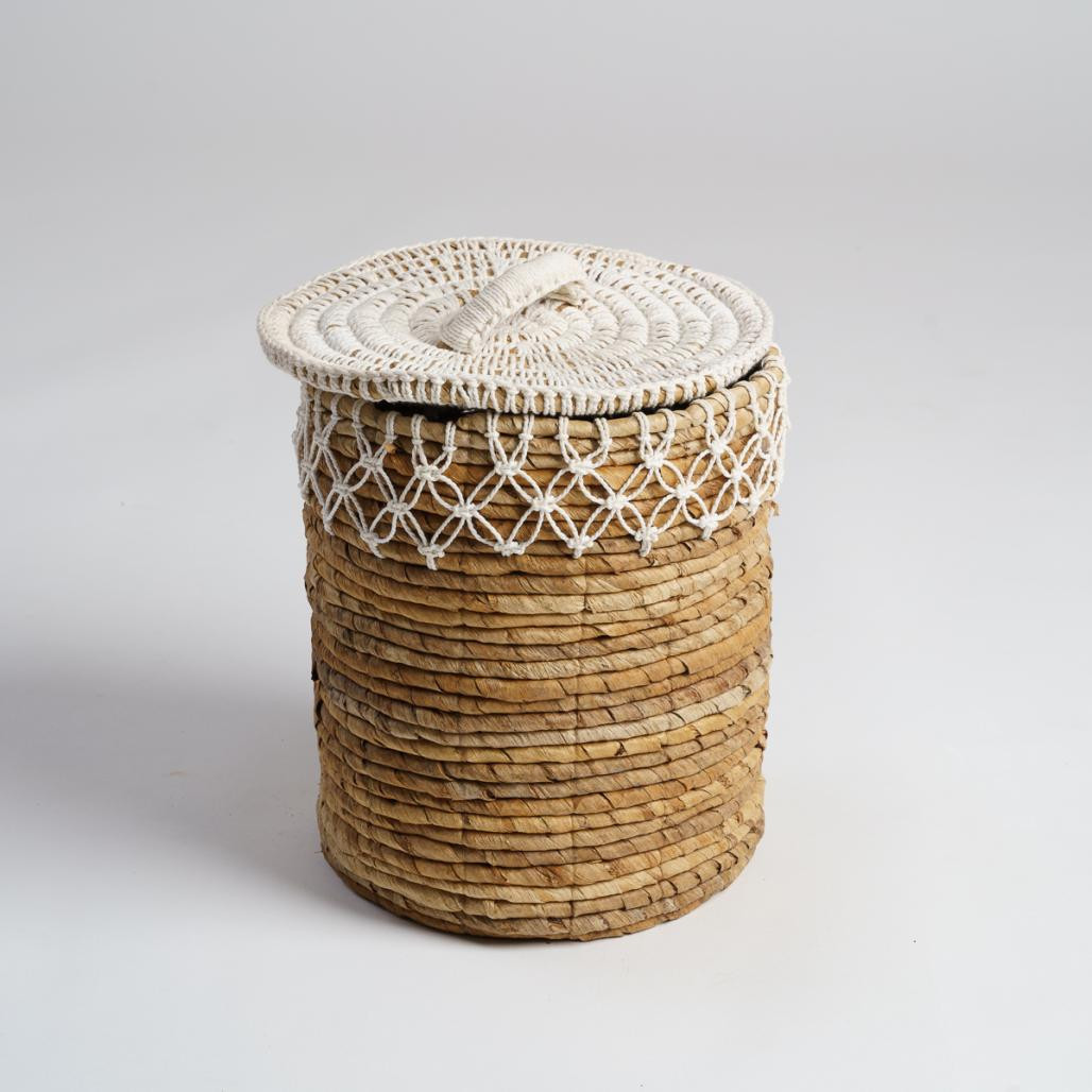 Cesta trenzada con tapa H.35 cm Major