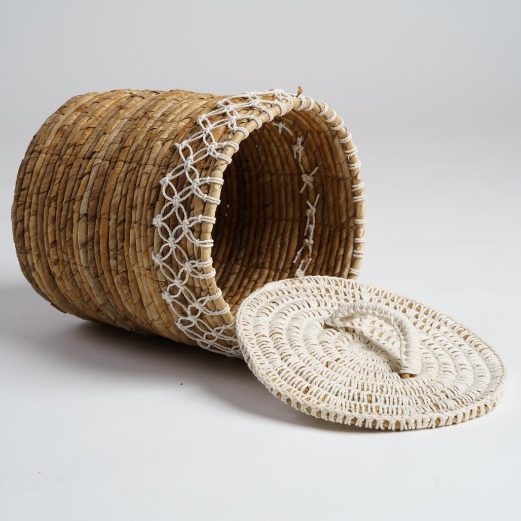 Cesta trenzada con tapa H.35 cm Major