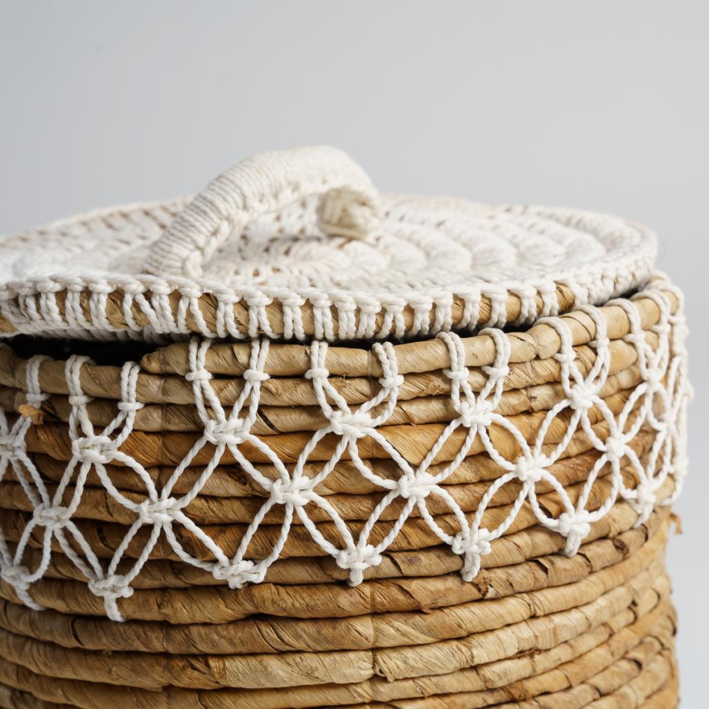 Cesta trenzada con tapa H.35 cm Major