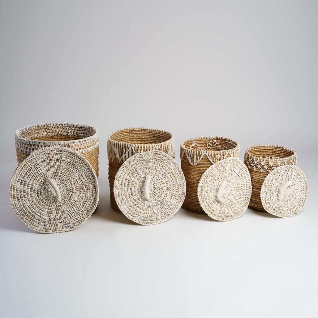 Cesta trenzada con tapa H.35 cm Major