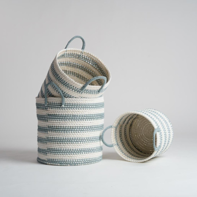 Lot de 3 paniers de rangement en corde gris et écru Guapa