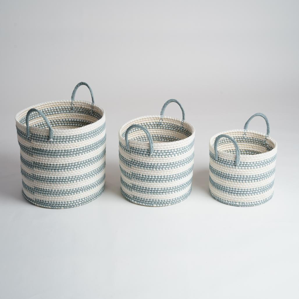 Lot de 3 paniers de rangement en corde gris et écru Guapa Lot de 3 paniers de rangement en corde gris et écru Guapa