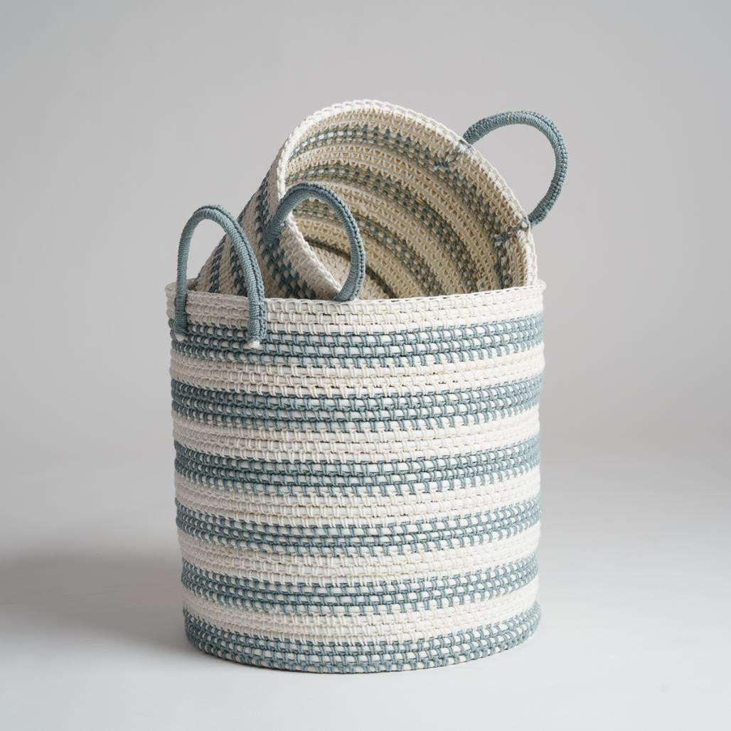 Lot de 3 paniers de rangement en corde gris et écru Guapa Lot de 3 paniers de rangement en corde gris et écru Guapa