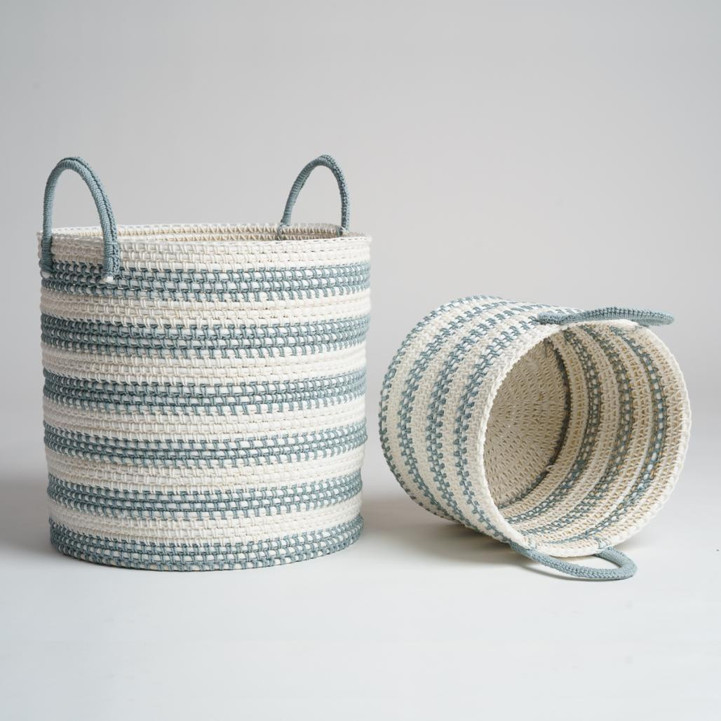 Lot de 3 paniers de rangement en corde gris et écru Guapa Lot de 3 paniers de rangement en corde gris et écru Guapa