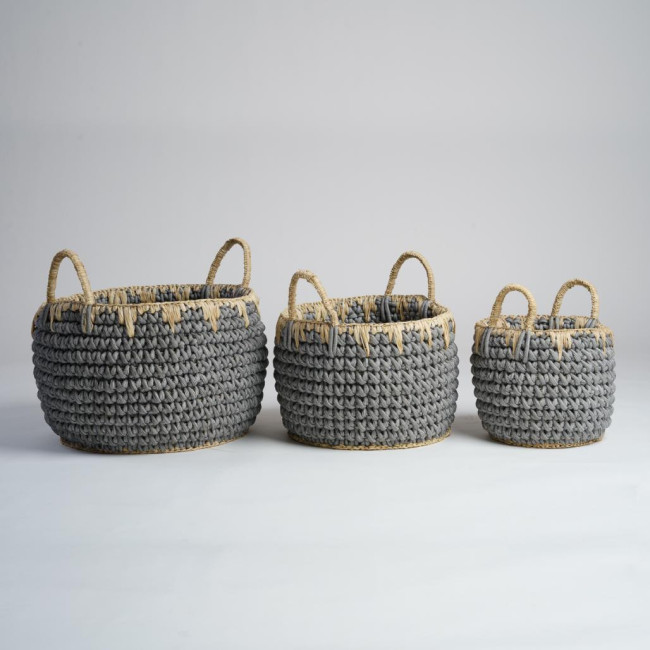 Ensemble de paniers en corde gris Eika