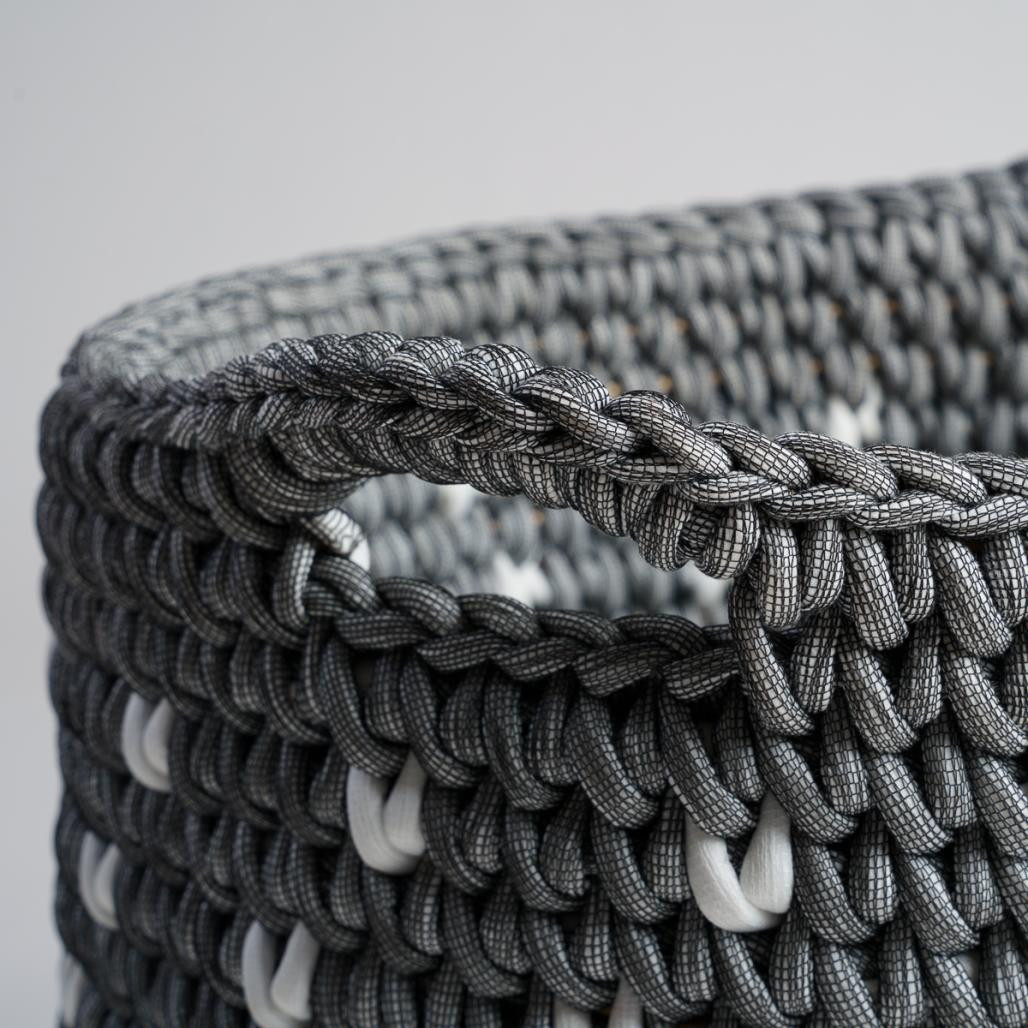 Lot paniers en corde gris et blanc Elly Lot paniers en corde gris et blanc Elly