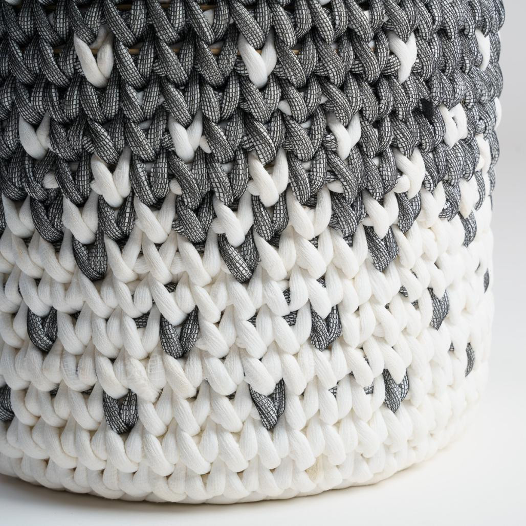 Lot paniers en corde gris et blanc Elly Lot paniers en corde gris et blanc Elly