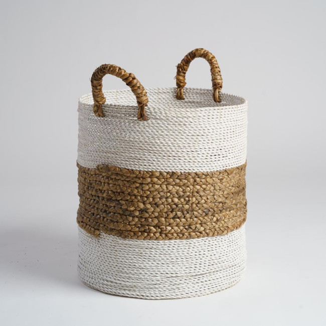 Cesta de jacinto de agua crudo y marrón XL Mizu