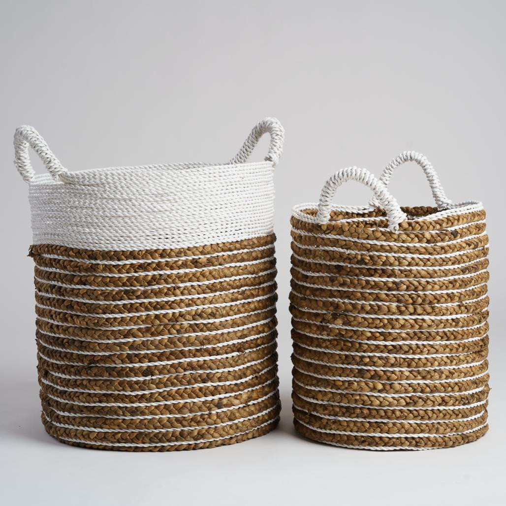 Lot de 2 paniers tressés en jacinthe d'eau XL-M Vito