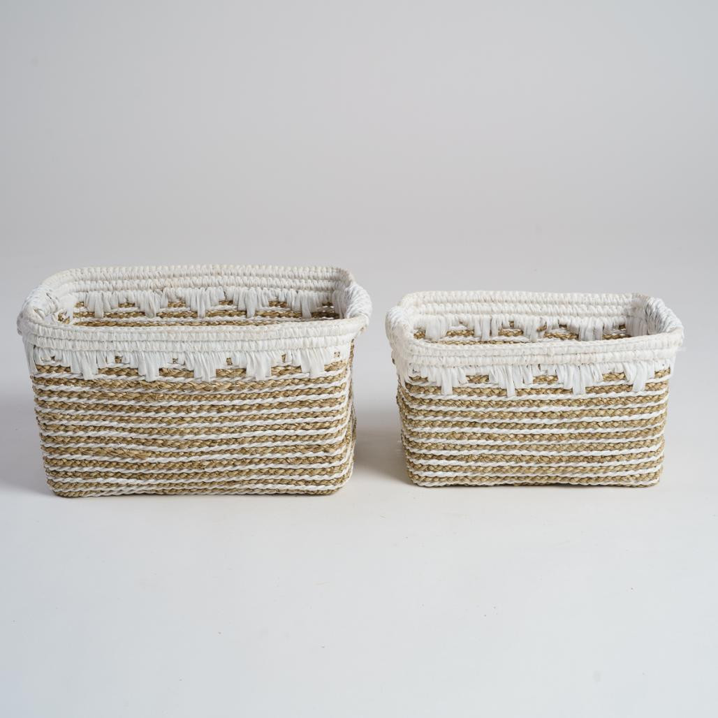 Lote de 2 cestas de almacenamiento de fibra vegetal Caty Lote de 2 cestas de almacenamiento de fibra vegetal Caty