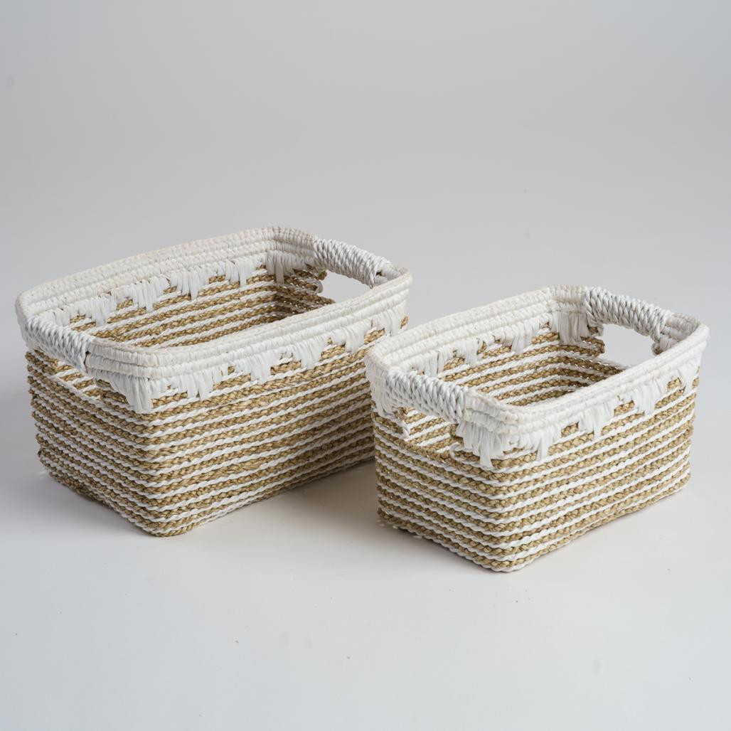 Lote de 2 cestas de almacenamiento de fibra vegetal Caty Lote de 2 cestas de almacenamiento de fibra vegetal Caty