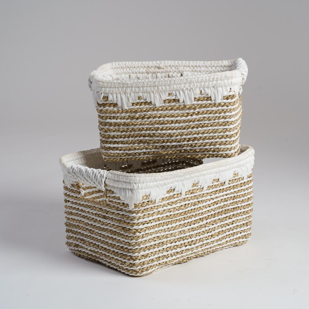 Lote de 2 cestas de almacenamiento de fibra vegetal Caty Lote de 2 cestas de almacenamiento de fibra vegetal Caty